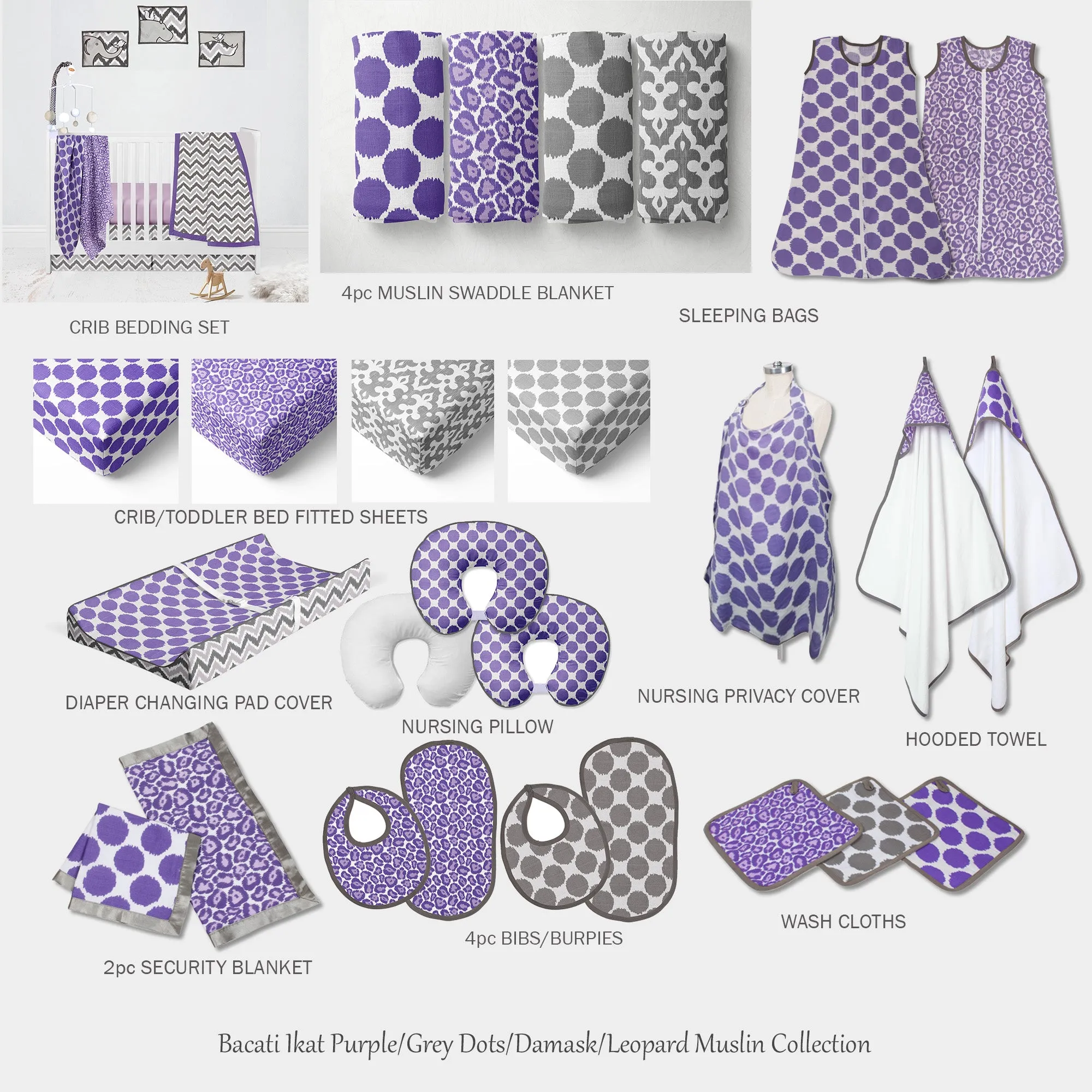 Bacati - Ikat Lilac Dots Muslin Privacy Nursing Cover