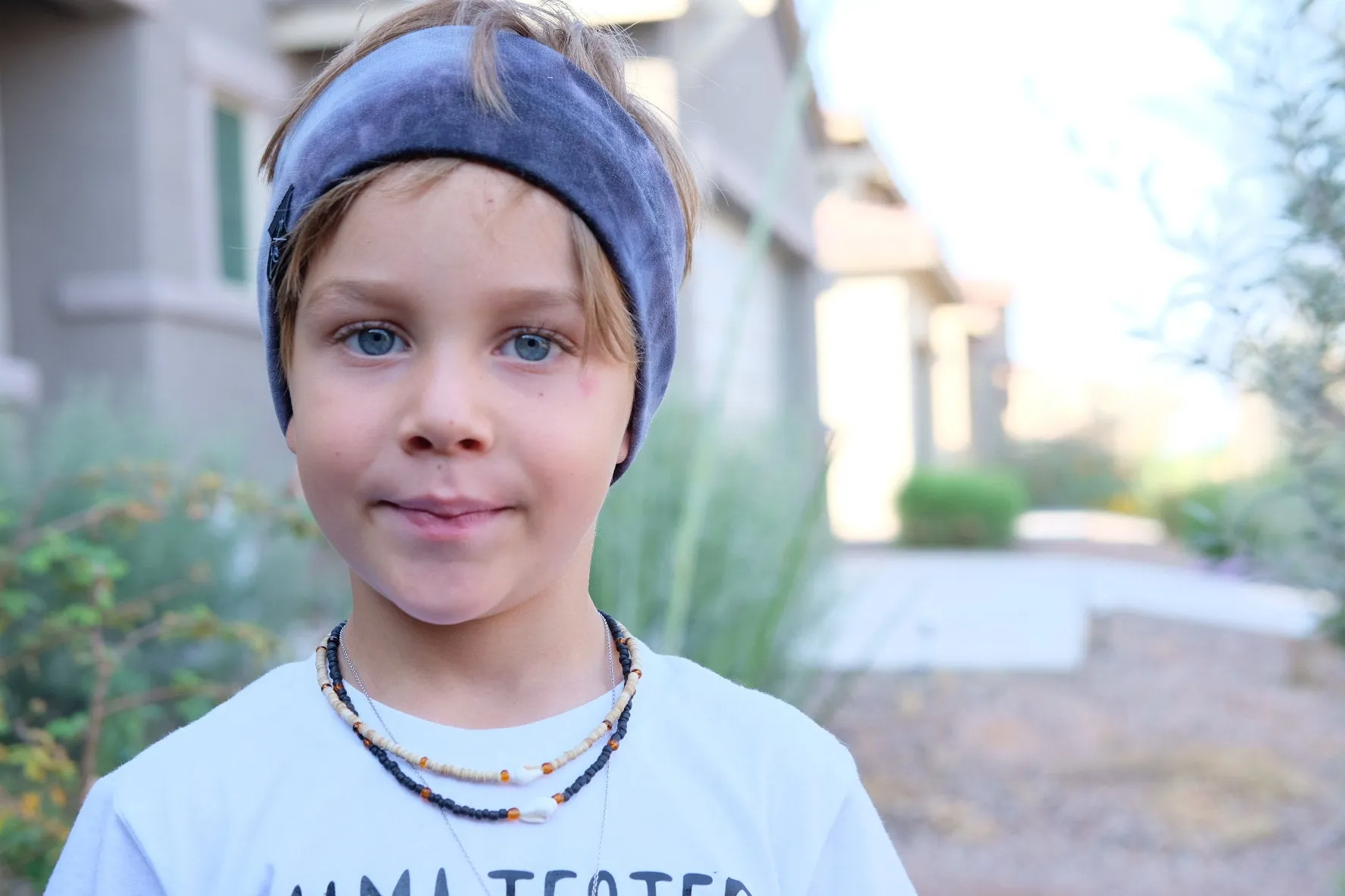 Blue tie tye headband, unisex headband great for long haired boys/toddlers or to keep hearing aids in place!