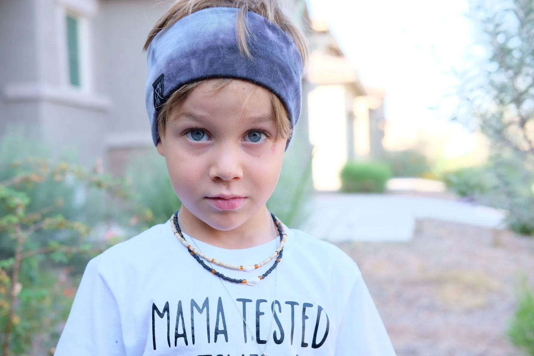 Blue tie tye headband, unisex headband great for long haired boys/toddlers or to keep hearing aids in place!