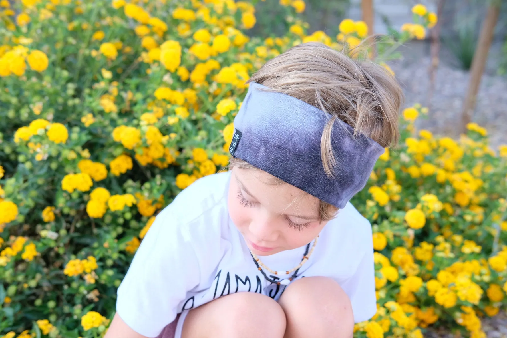 Blue tie tye headband, unisex headband great for long haired boys/toddlers or to keep hearing aids in place!