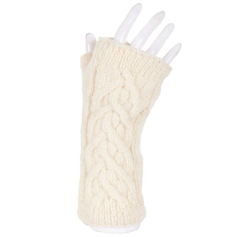 Cable Knit Australian Merino Wool Fingerless Gloves