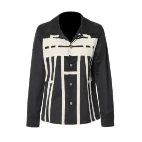Colorblock Patchwork Single Breasted Casual Jackets For Women Lapel Long Sleeve Vintage Fashion Slimming Jacket Female Style