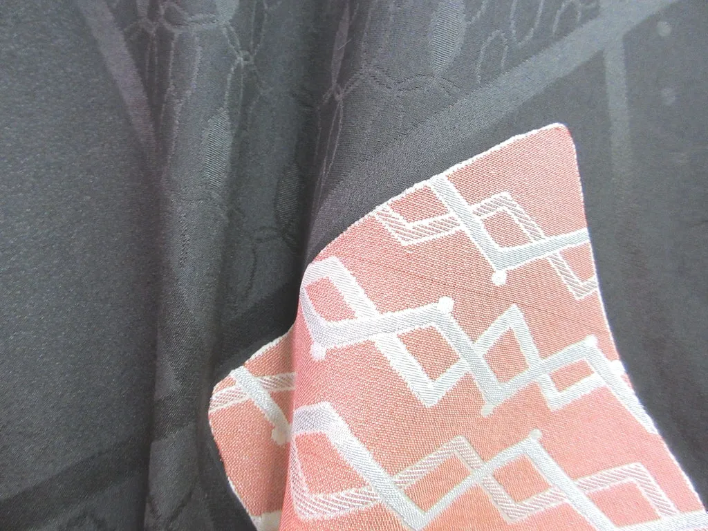 Haori Jacket Vintage(1950-1980) Black Abstract art Silk #7622H4
