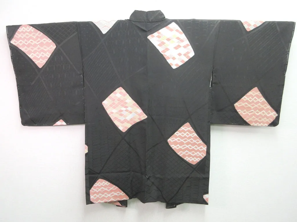 Haori Jacket Vintage(1950-1980) Black Abstract art Silk #7622H4
