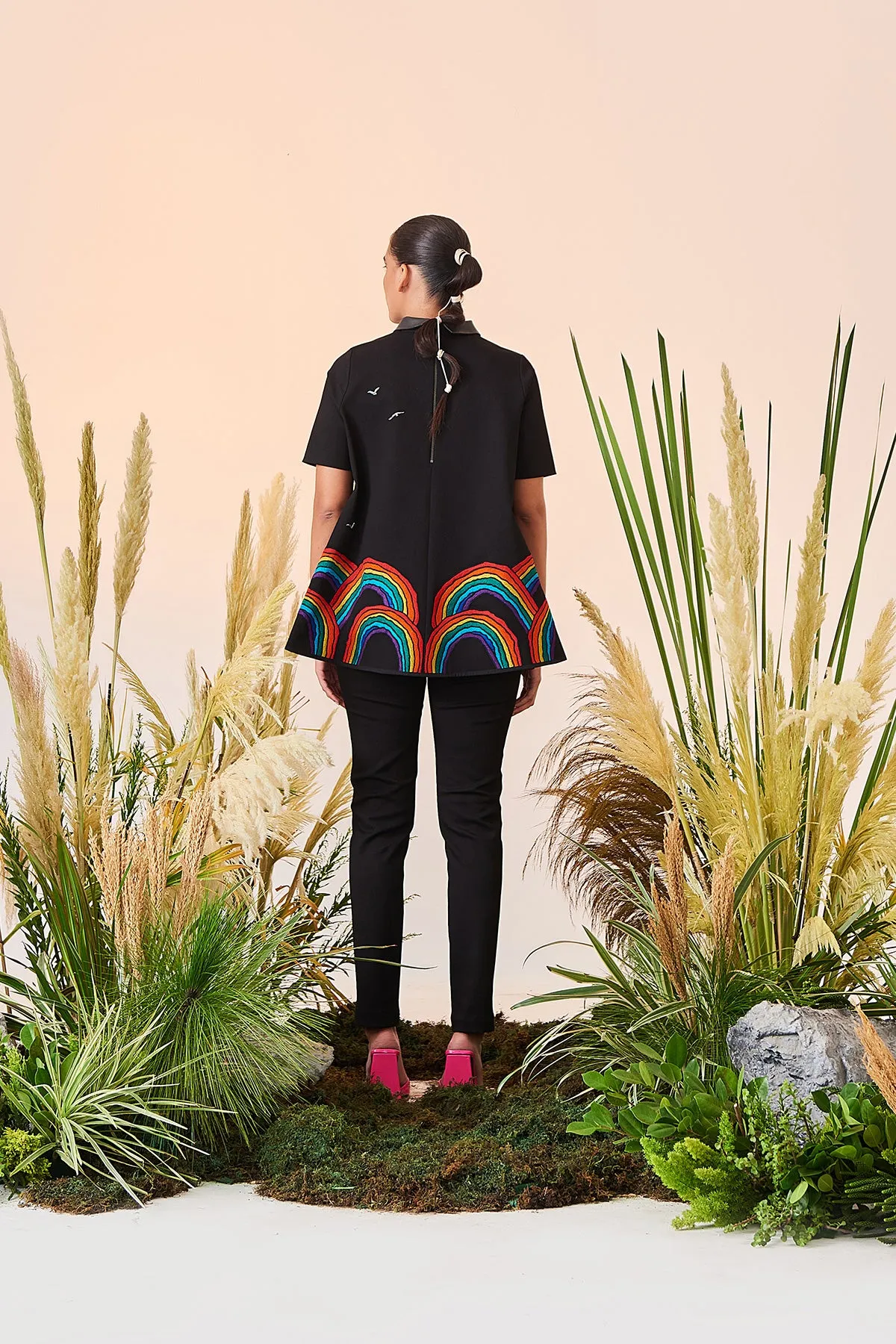 Narrow Pant Of (Rainbows And Birds Flared Top)