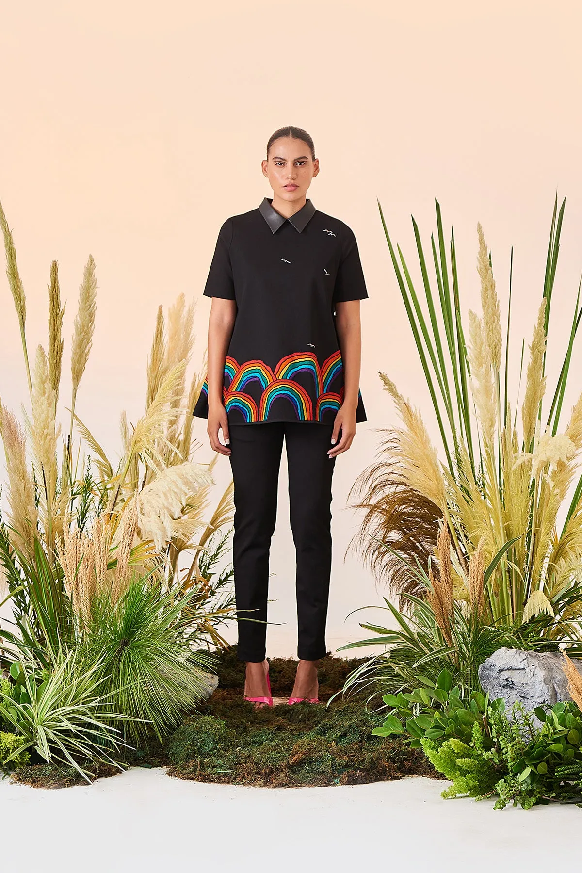 Narrow Pant Of (Rainbows And Birds Flared Top)