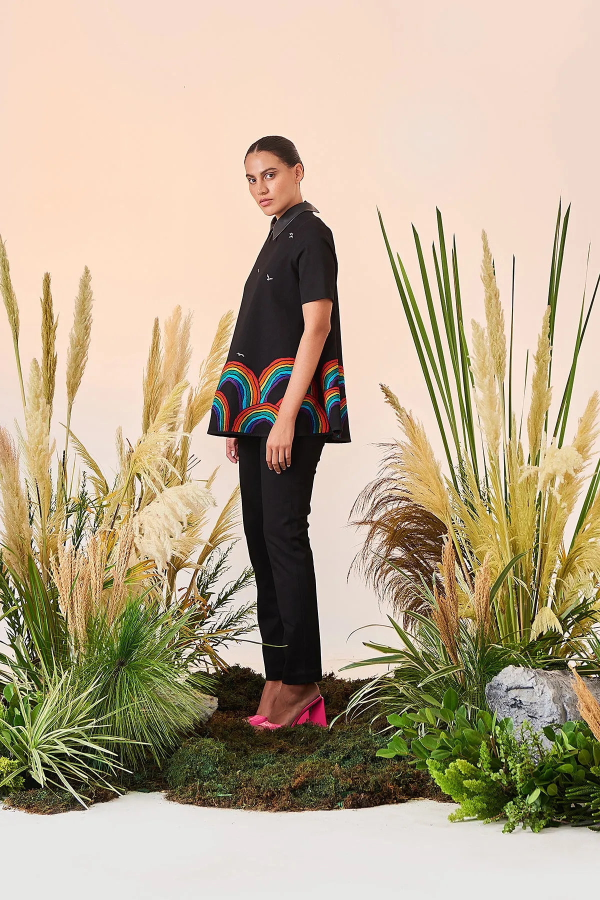 Narrow Pant Of (Rainbows And Birds Flared Top)