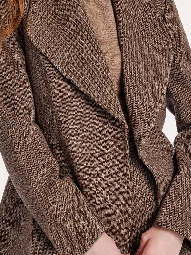Washable Wool Lapel Coat With Belt