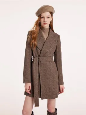 Washable Wool Lapel Coat With Belt