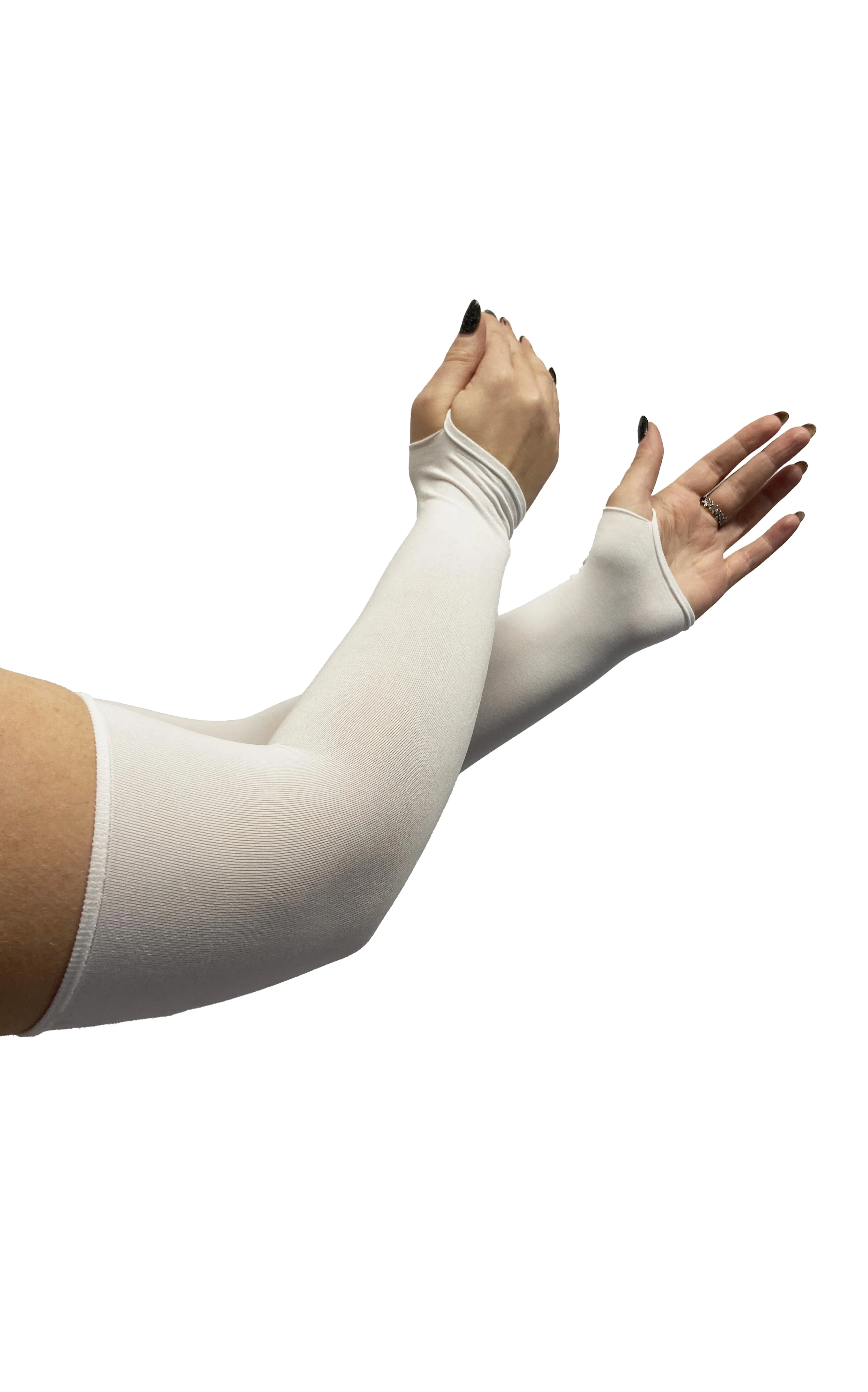 White Thumb Hole Long Gloves