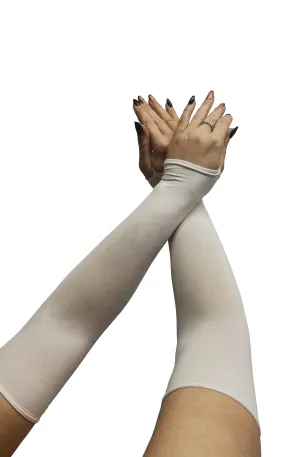 White Thumb Hole Long Gloves